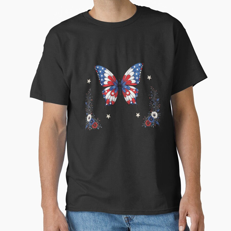 Red White Blue Butterfly Art by Artishal