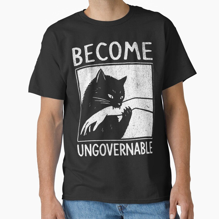 Become Ungovernable - Black Cat Biting Hand Funny Meme by Mason-Pride