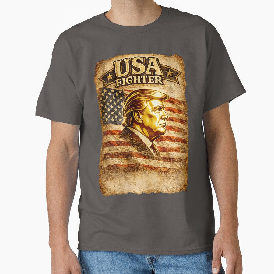 American Fighter Vintage Patriotic Design | USA Flag Graphic | Patriotic T-Shirt, Sticker & Gift by Kittcatking
