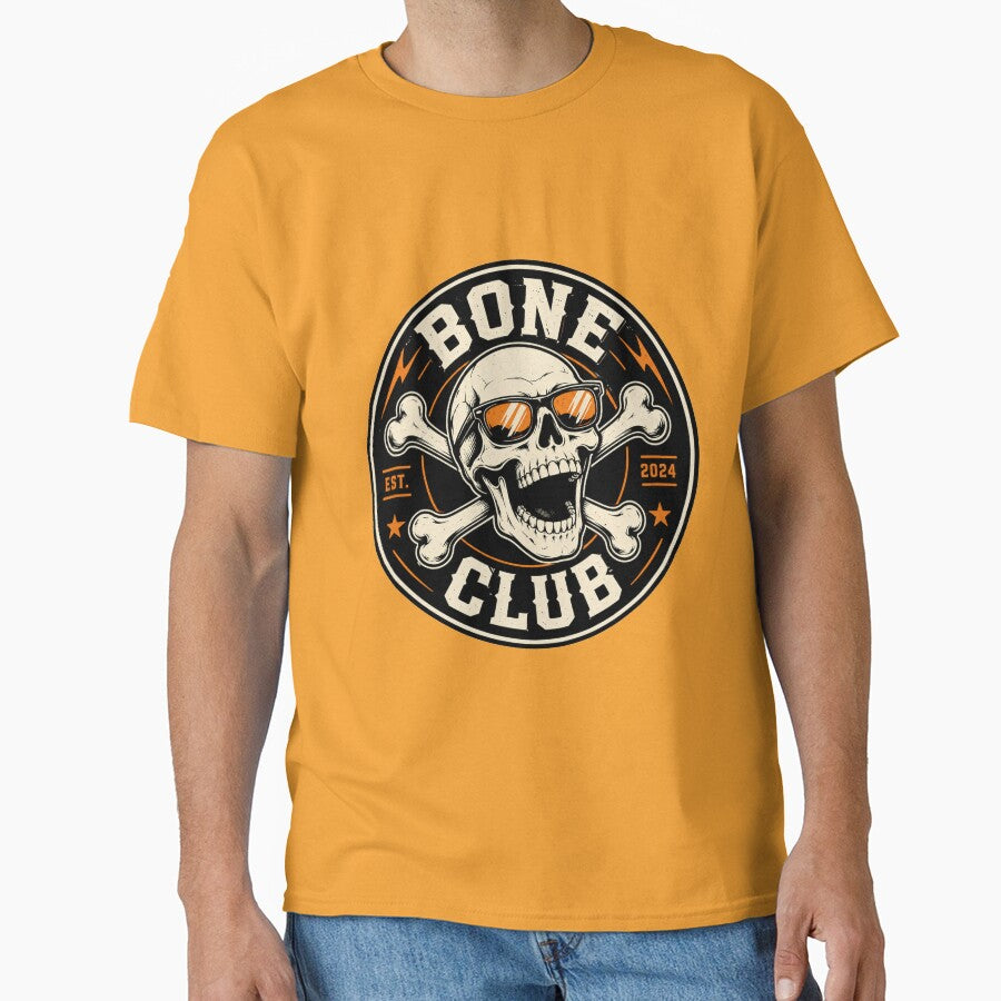 Bone Club Funny Skeleton Halloween Badge Vector by wizooo411