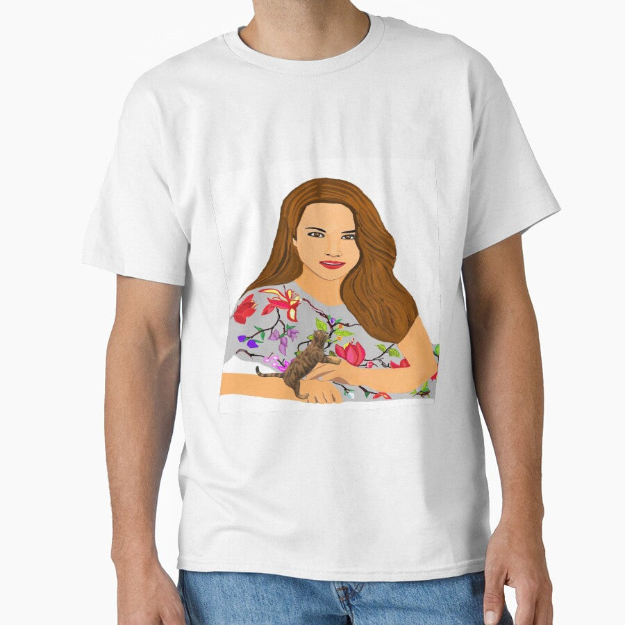 Beautiful Flowers Fashioned Woman with a Cute Playful kitten by Dolieart