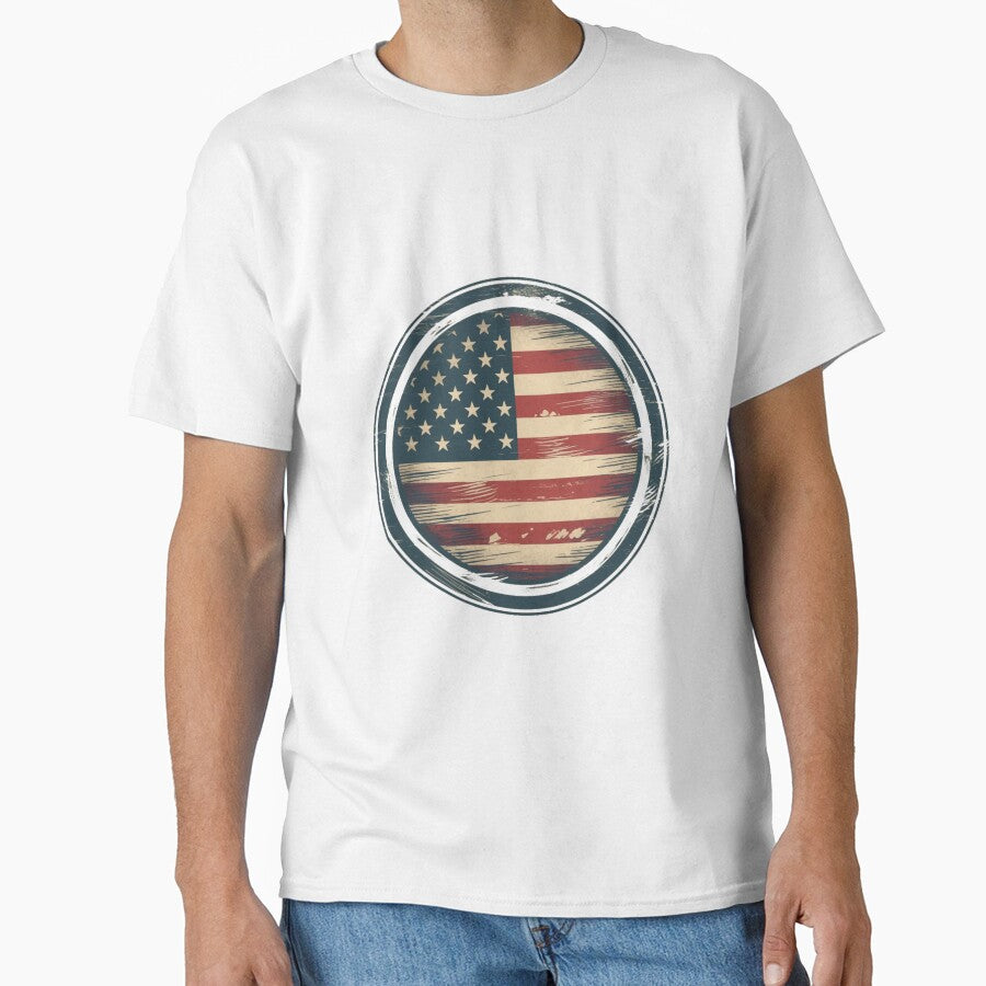 American Flag Circle - Patriotic Symbol Art Print by QualityQuest