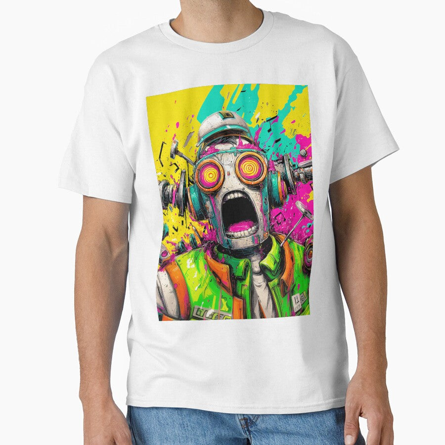 Psychedelic Screaming Robot Head Explosion Pop Art Design by Art of Ngu