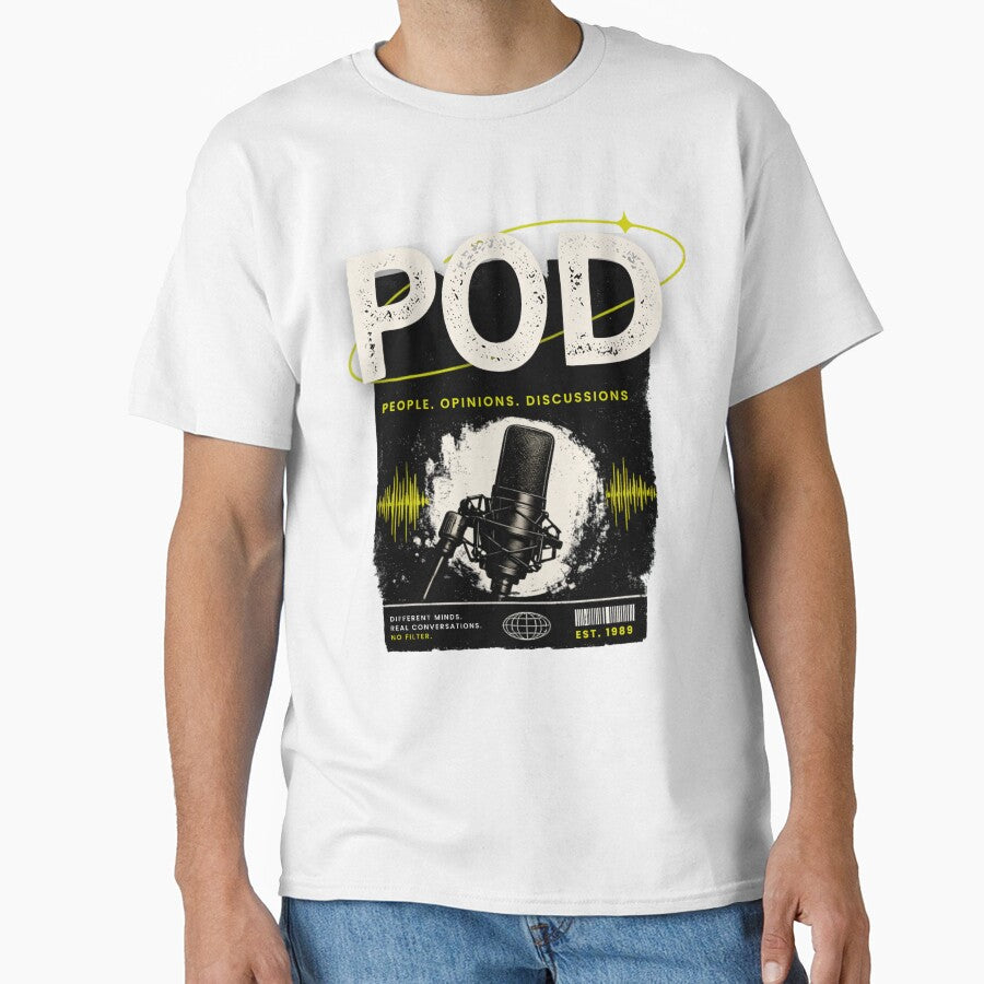 Podcast POD – People Opinions Discussions Grunge Microphone Design by mostanesta