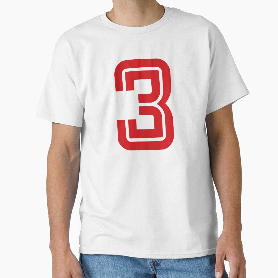 No. 3 / Player Number Three / Football Player Number 3 (Red on Black) by STUDIO-72