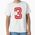 No. 3 / Player Number Three / Football Player Number 3 (Red on Black) by STUDIO-72