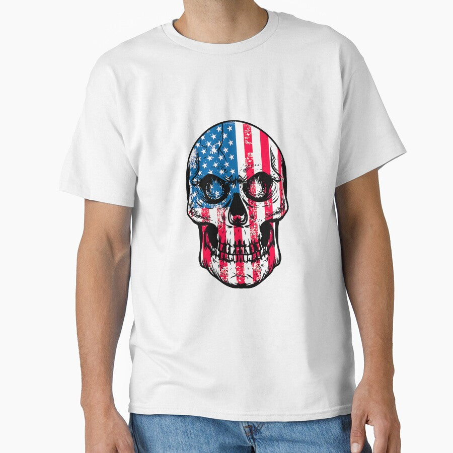 Vintage American Flag Skull Usa by SkyCloudBlue