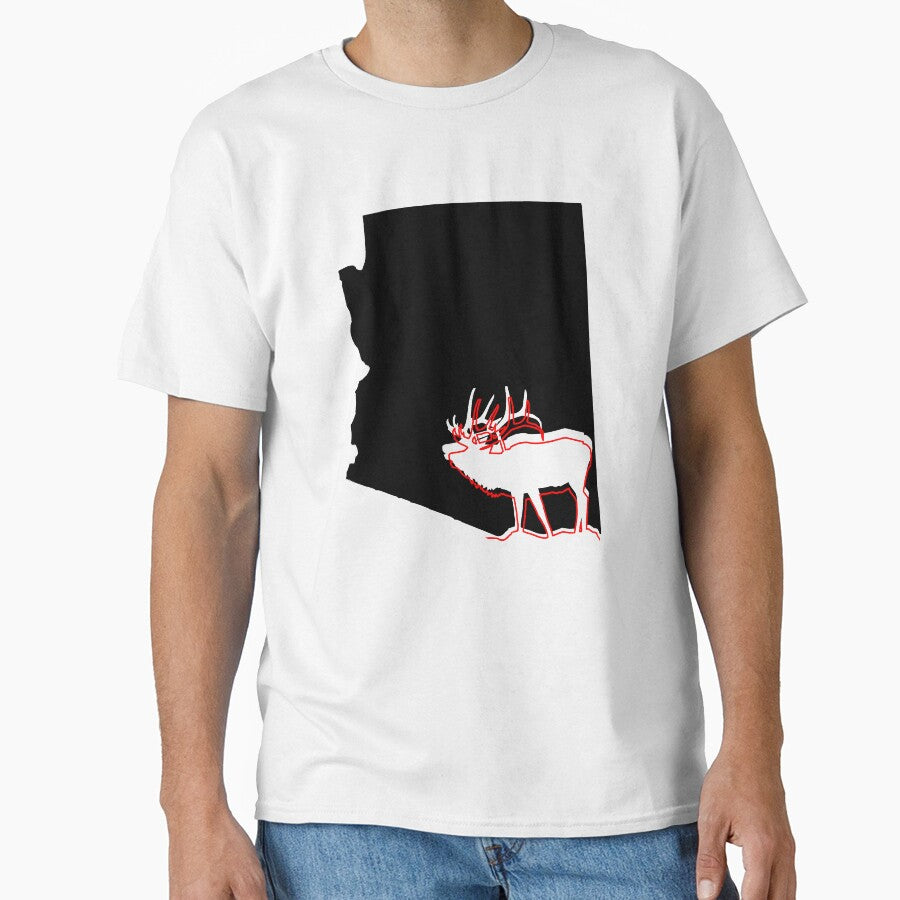 image of Arizona state with outline of Elk inside black by hadleydesigns