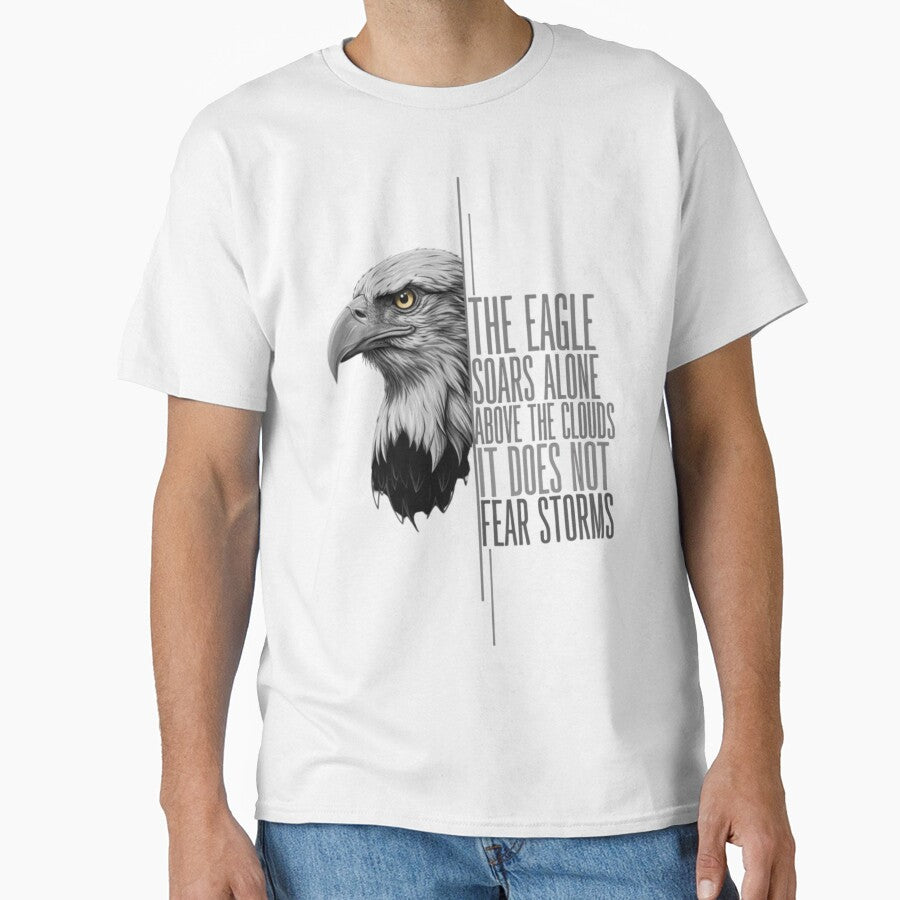 Stoic Eagle: Minimalist Strength & Virtue T-Shirt by Mind-Over-Mood