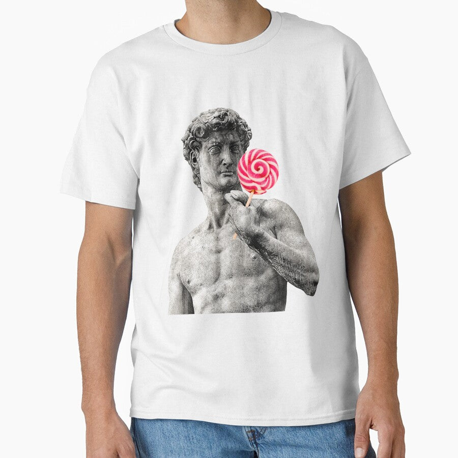 Michelangelo's David holds a tasty lollipop in his hand by Goliardika-Shop