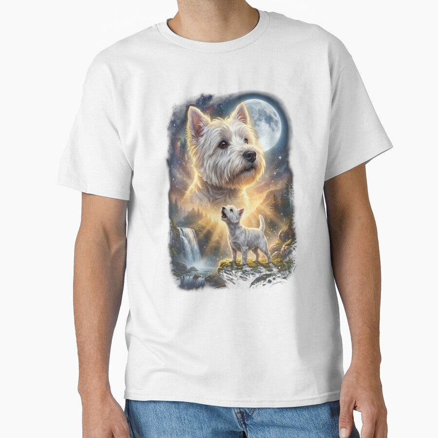 West Highland White Terrier Howling Moon Art Dog Lover by DoodleTortle