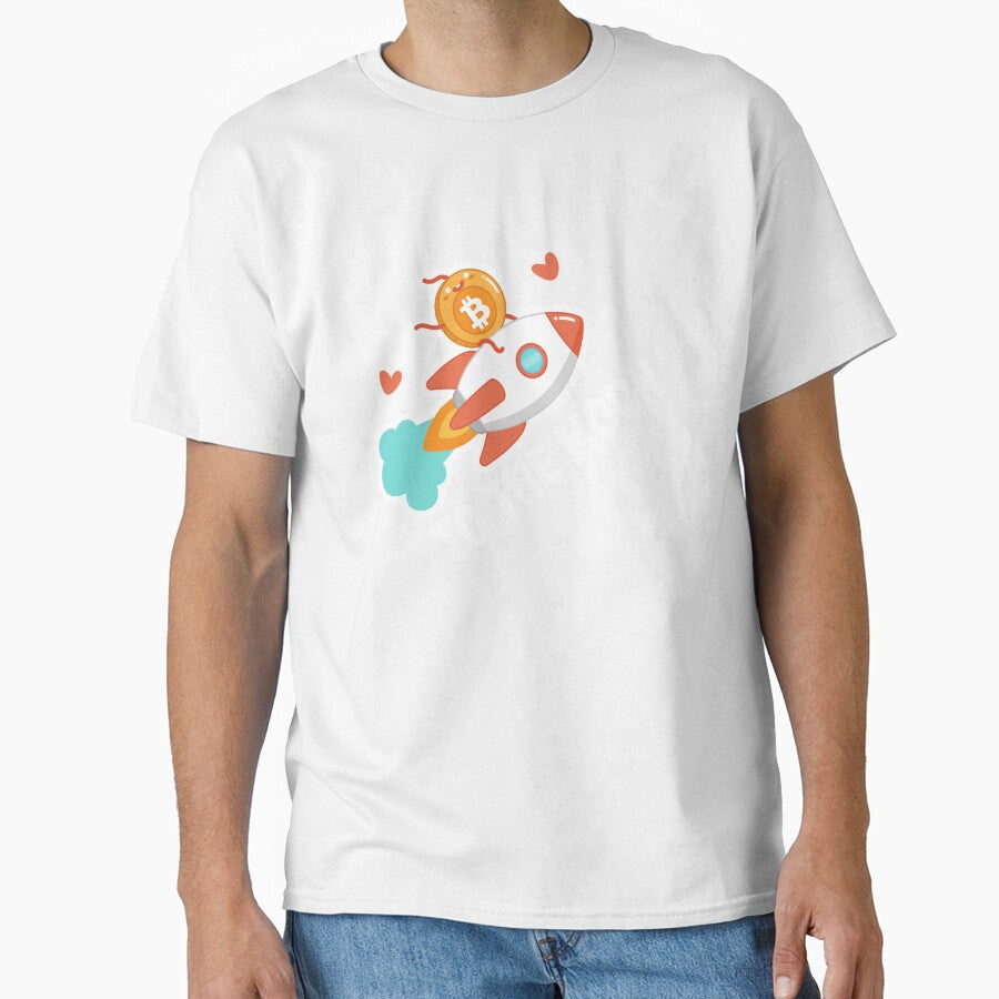 Cute to the Moon Bitcoin Rocket Ship by mkzmerch