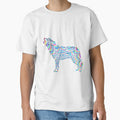 rainbow psychedelic holographic line art wolf howling design by Zevy-Darling