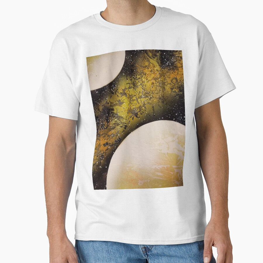 Spray paint art yellow planets by WoodRocksArt