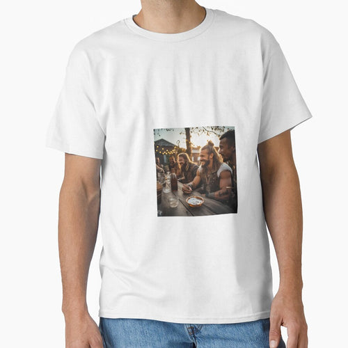 a group of men sitting around a wooden table by Dark Fantasy Store