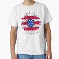 American flag overlay flower graphic design print by dcrc