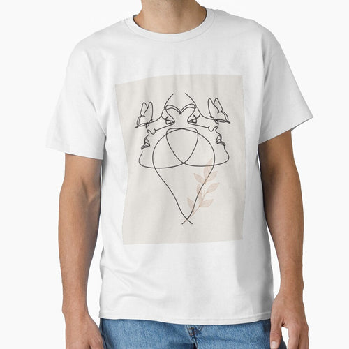 Aesthetic Abstract Woman Face With Butterfly Line Art by adoredigitals