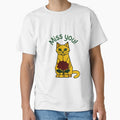 Miss You Geometric Cat With Rose Cute Tee by Inka Moon Design