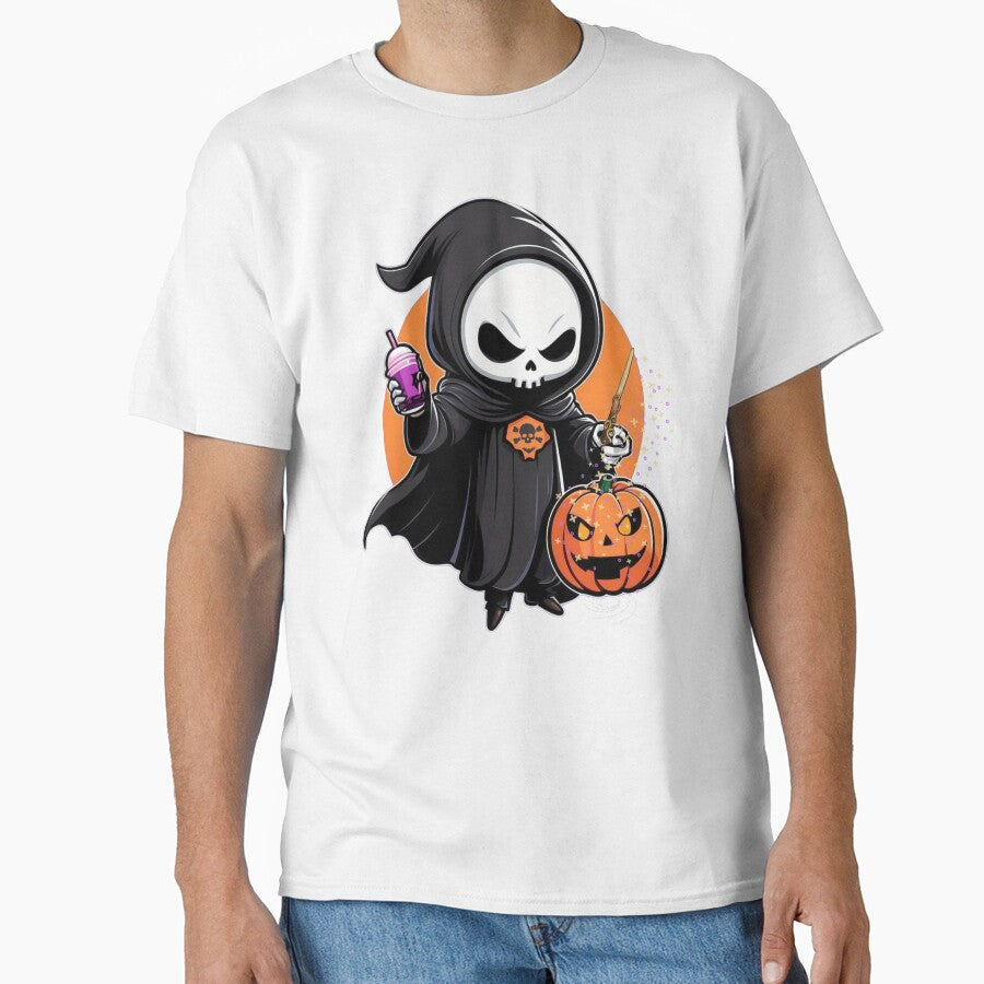 Ghost Halloween Cute Ghost Magic Wand with Boba Tea by OurGirlGertie
