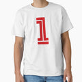 No. 1 / Player Number One / Football Player Number 1 (Red on Black) by STUDIO-72