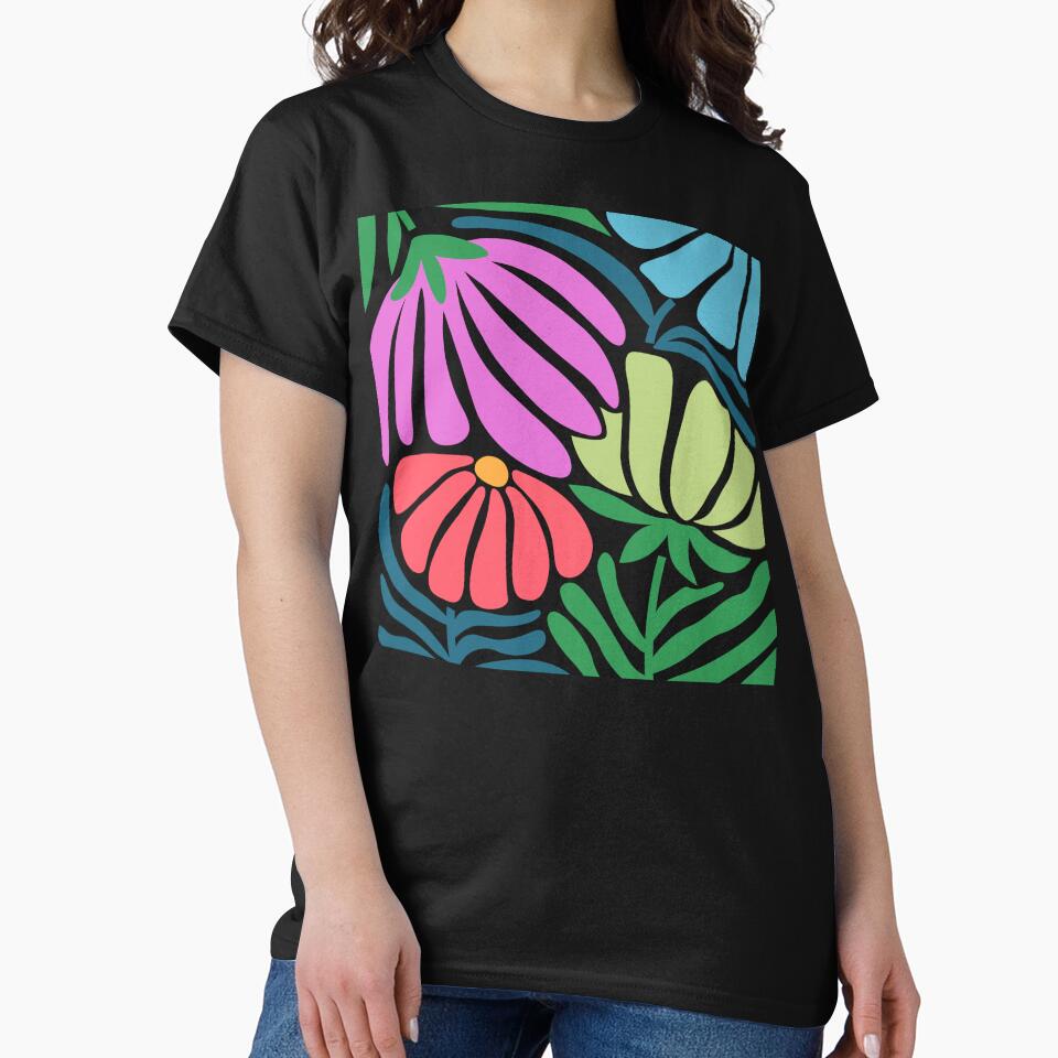Boho Pink Flowers And Leaves Abstract Art Design by DEC02