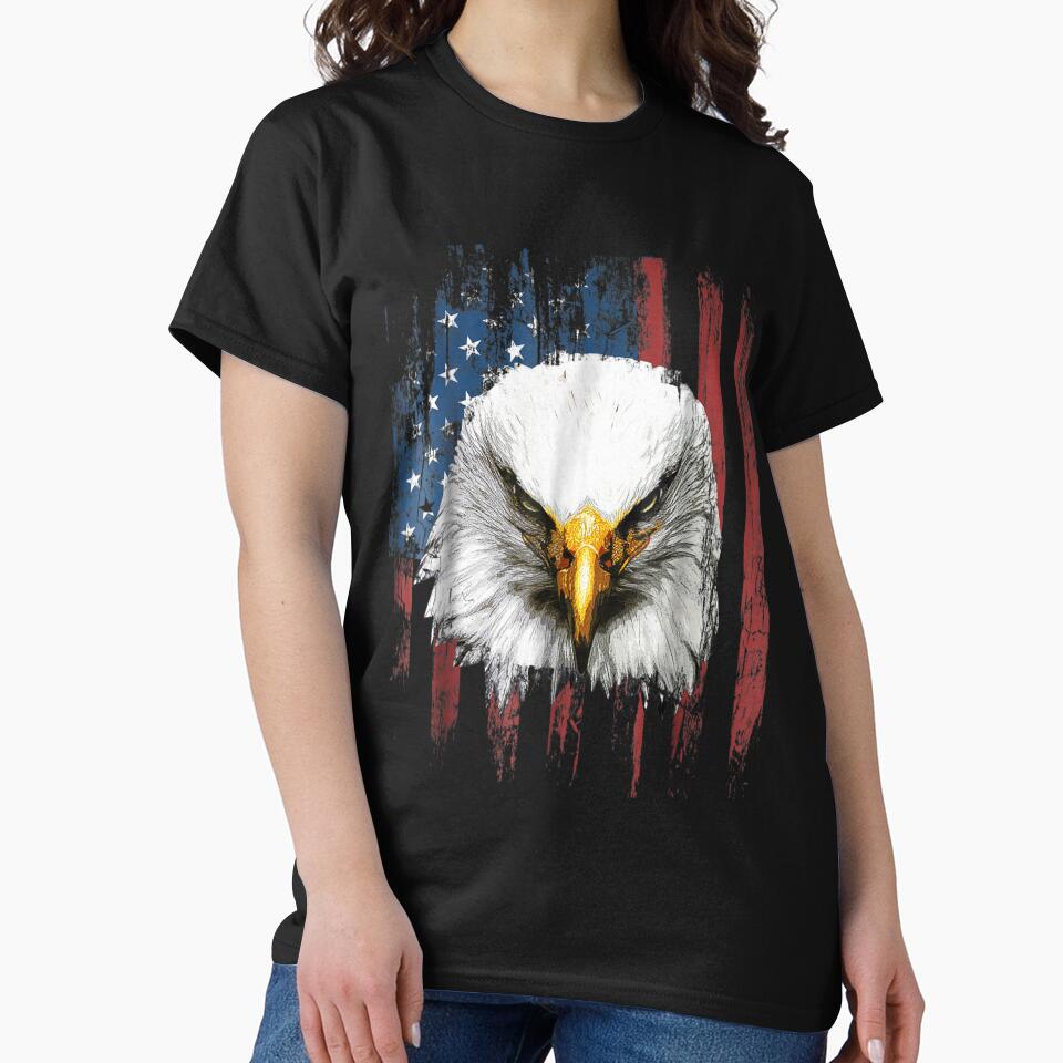 Bald Eagle American Flag 4th of July by DONWELCH