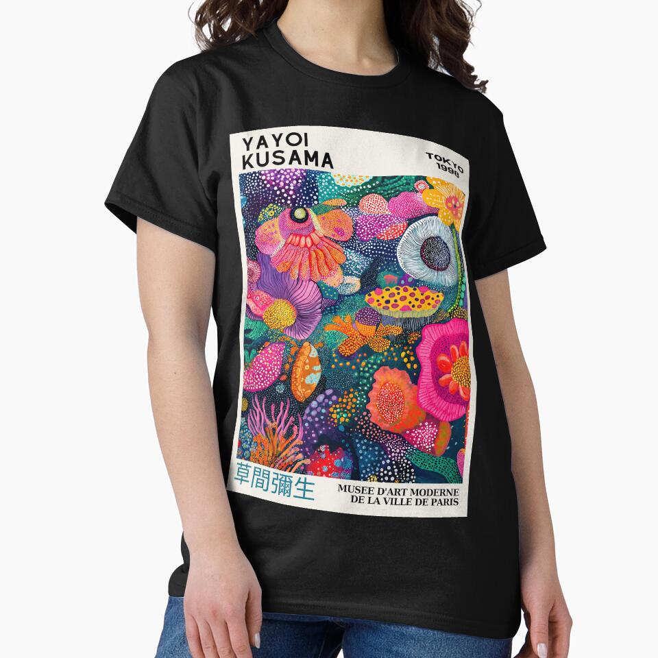 Yayoi Kusama Tokyo 1998 Vibrant Psychedelic Flowers Graphic Tee, Colorful Kusama Botanical Art by Susanspy007