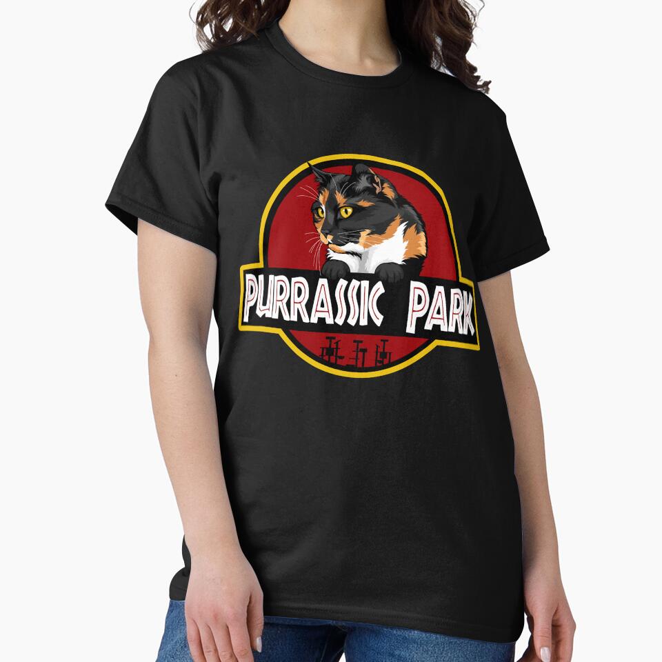 Tortoise Shell Cat Purrassic Park by Funny Shirts Matter