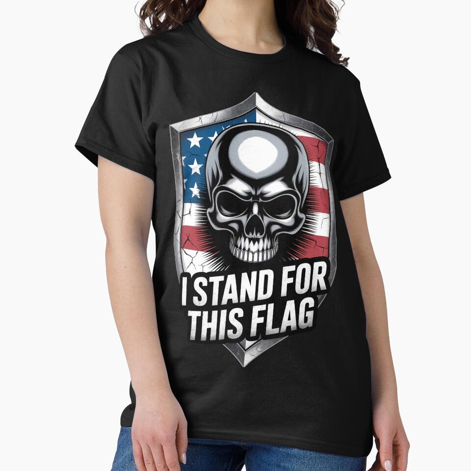 I Stand For This Flag Chrome Skull Badge by OldGloryForge