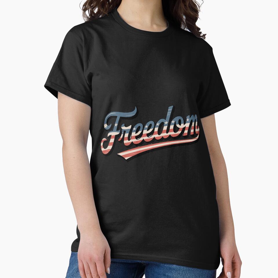 Vintage FREEDOM Americana Script Retro Patriotic Typography by OldGloryForge