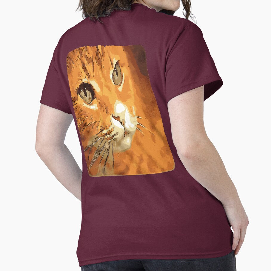 Orange Tabby Cat Face Black Outline Art by taiche