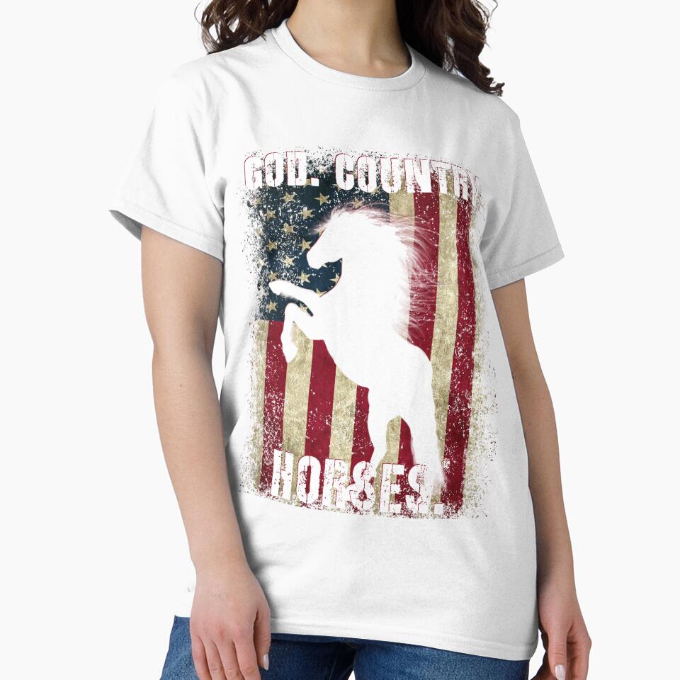 God Country and  Horses, American Flag Horse Lover Design, Patriotic Equestrian Design by LifeCrush