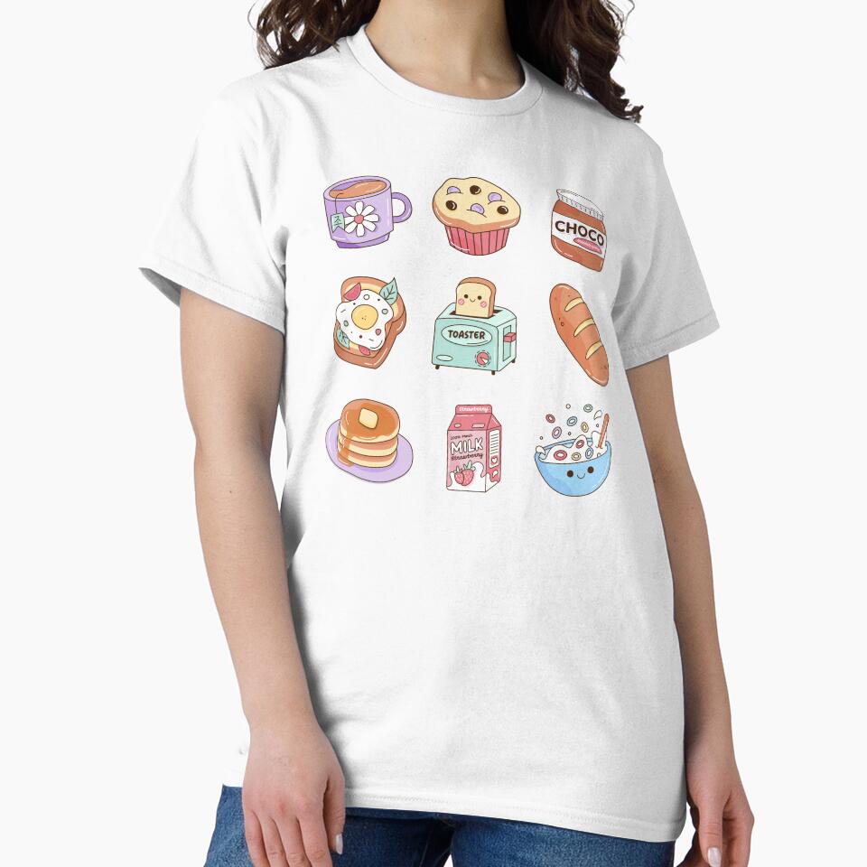 Perfect Breakfast Kawaii Illustration, Set of 9 Cute Kawaii Designs by OFMdesigns