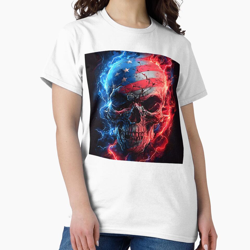 Patriotic detailed American flag skull by dcrc