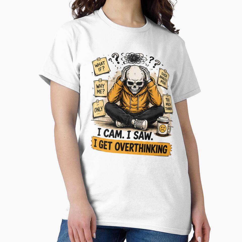 I Came I Saw I Got Overthinking Skeleton Laptop Funny Gothic Meme Design by Mystic & Celestial Art