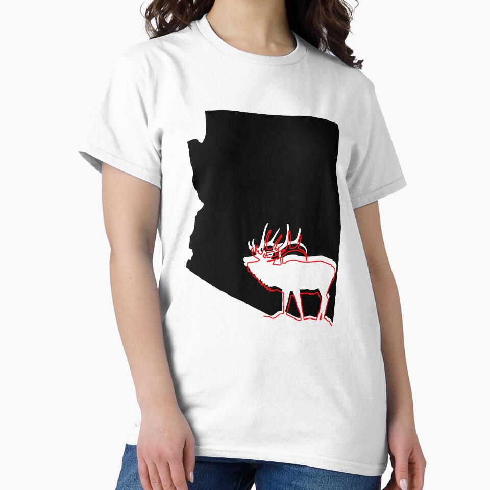 image of Arizona state with outline of Elk inside black by hadleydesigns