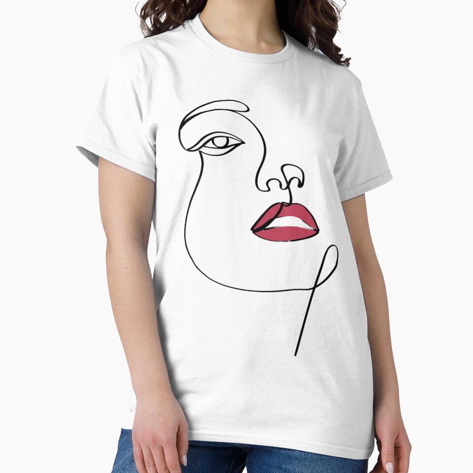 One Line Woman With Red Lips by MusesWhispers