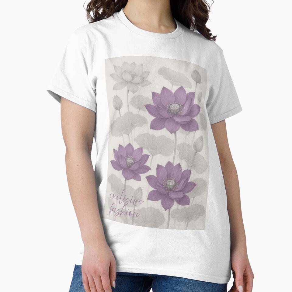 Exclusive Fashion Purple Lotus Blooms – Elegant Floral Botanical Art by Karszul