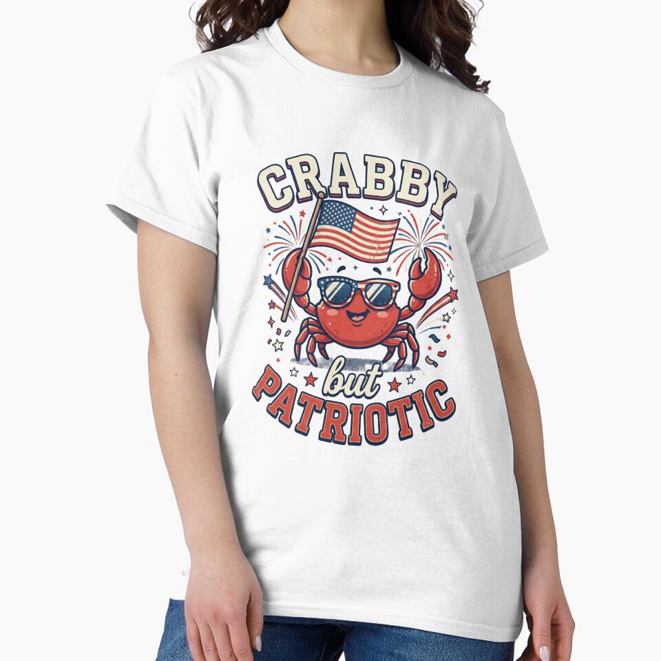 Crabby But Patriotic USA Crab 4th of July by dudelinart