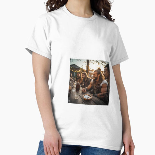 a group of men sitting around a wooden table by Dark Fantasy Store