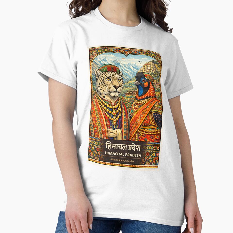 Himachal Pradesh T-Shirt | Heritage Snow Leopard & Western Tragopan Art | IndianStateChronicles by freezed-frames