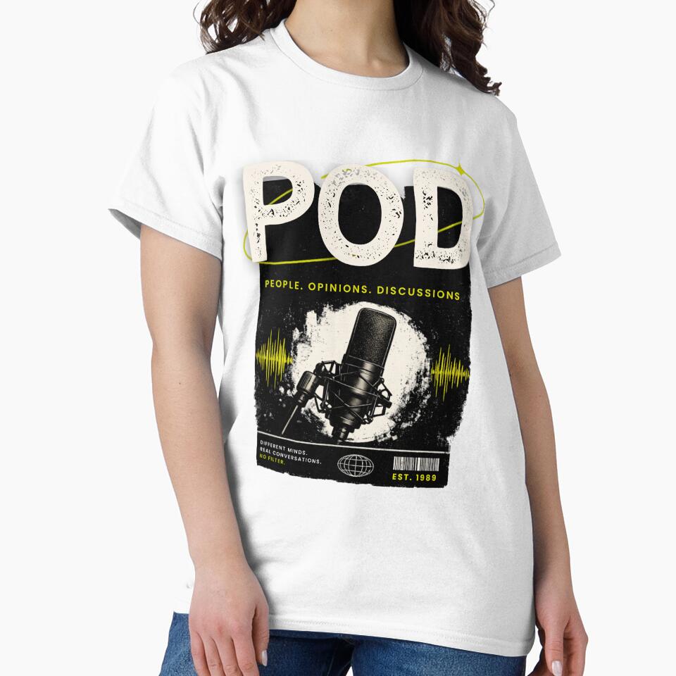 Podcast POD – People Opinions Discussions Grunge Microphone Design by mostanesta