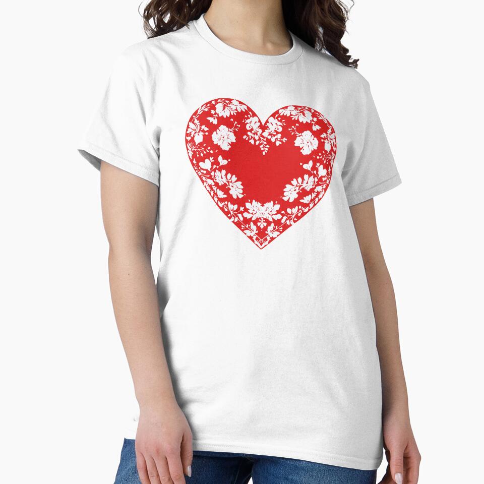 Valentine's Day Heart Boyfriend Girlfriend Red White Floral by SStarDesigns