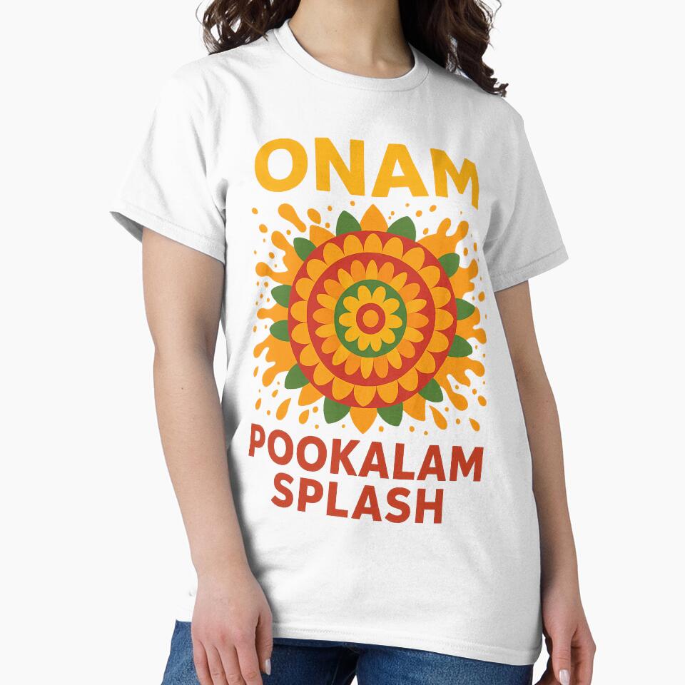 Onam Pookalam Splash T-Shirt | Colorful Kerala Festival Design by Ninexero - Shirt