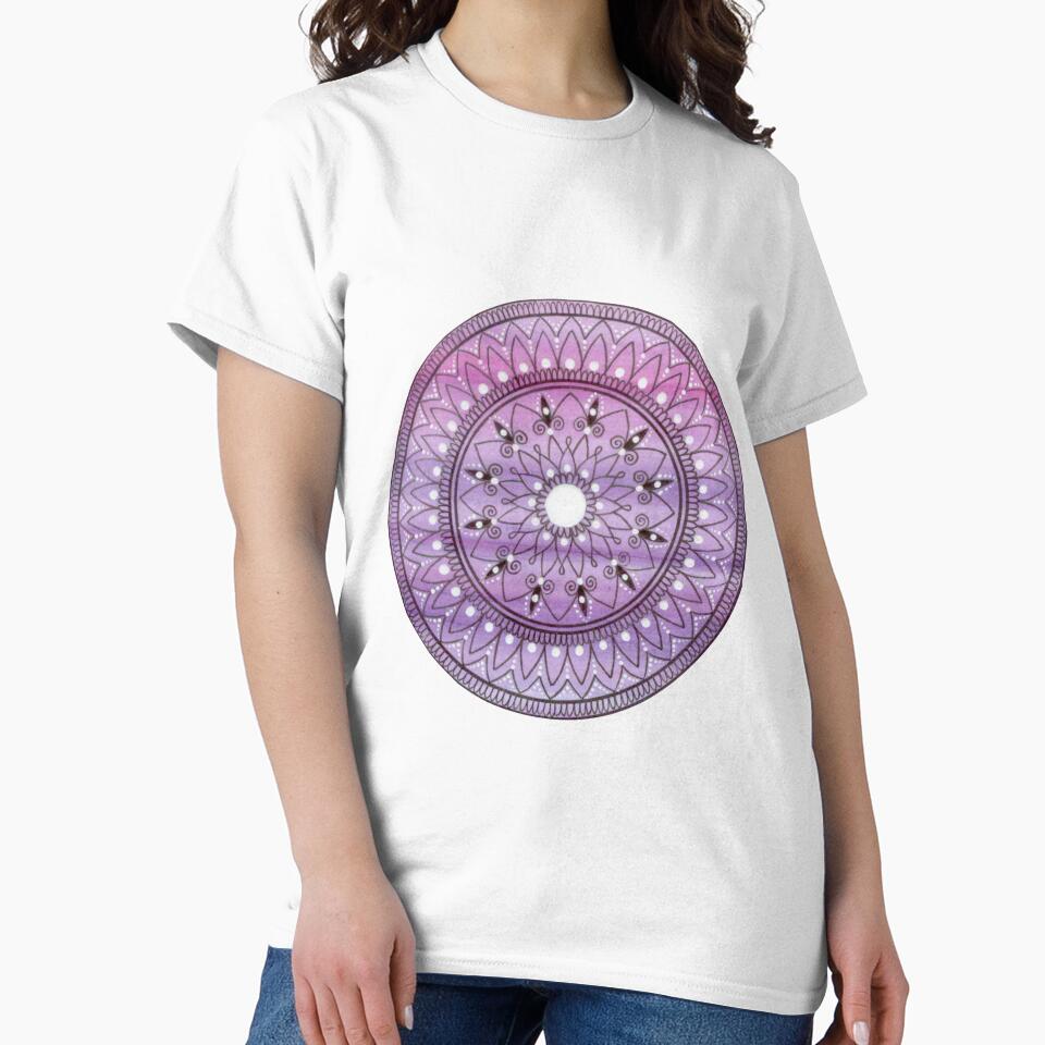 Simple Hand Drawn Purple And White Mandala by Zedart
