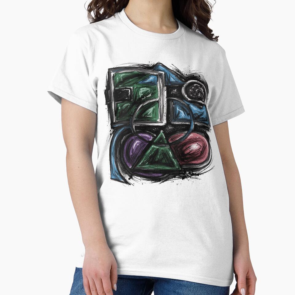 Shapes Misbehaving Charcoal Sketch colorful geometric abstract design by SmashingDeals