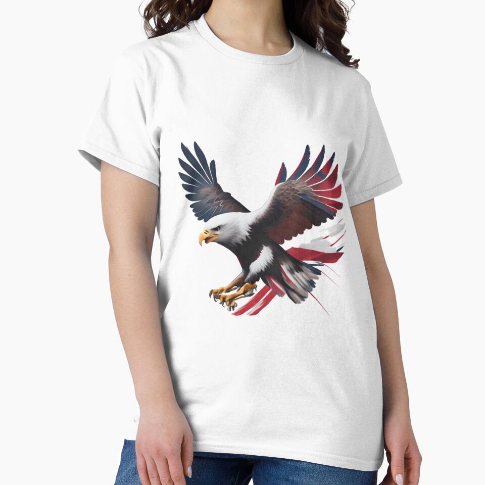 Wings of Freedom: A Bald Eagle Soaring with US Flag Colors on Independence Day by meesin-shop