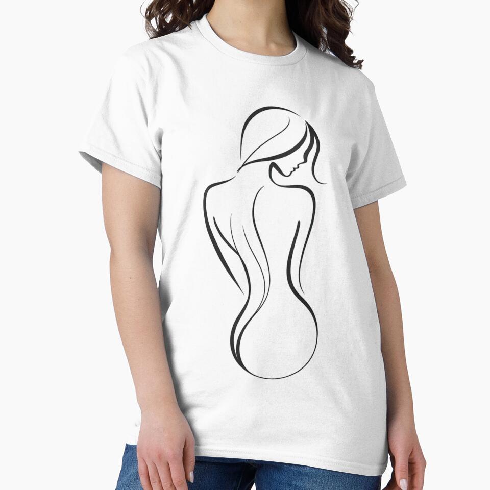 One line woman's back drawing, Abstract minimal female single line art by MusesWhispers