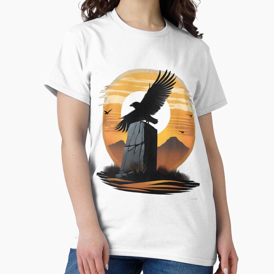 Mountain Moorland: Crow's Solitude and a retro Sunset T-Shirt by leyfinder