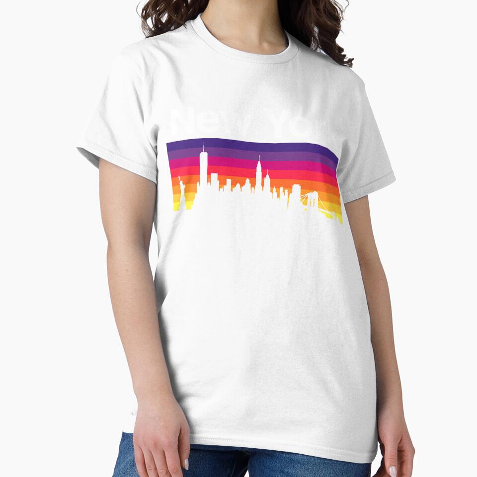 New York Skyline, Sunset Gradient - Black by DionBlaster